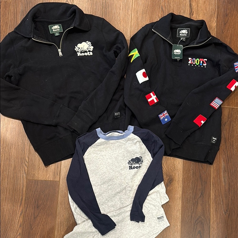 Canada ROOTS BUNDLE Black half Zips with free item SEE DESCRIPTION